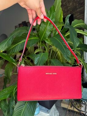 Michael Kors Red Saffiano Shoulder Wristlet Bag